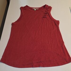 Express Lace-Up Shoulder Tank Top Size Small Coral Red Sleeveless Casual Top